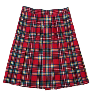 Vintage Plaid Red Pleated Below The Knee Skirt SKU1250